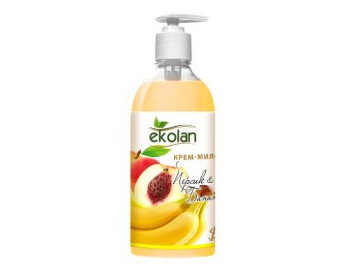 Крем мыло жидкое персик банан с дозатором 1л Ecolan