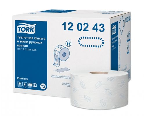Бумага туалетная белая супер мягкая Premium T2 2 слоя 170м Tork 120243 Бумага туалетная белая супер мягкая Premium T2 2 слоя 170м Tork 120243
