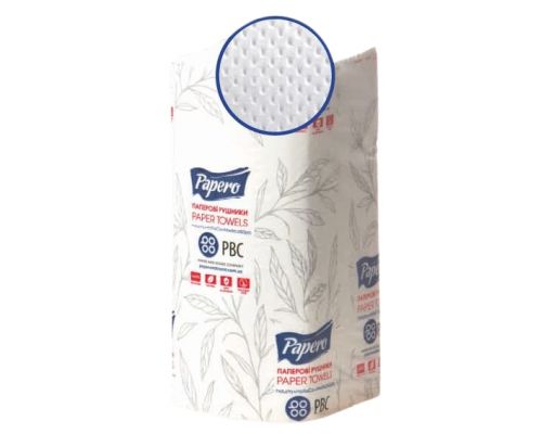 Рушники паперові листові V білі 1 шар 23*24,5см 150л Papero