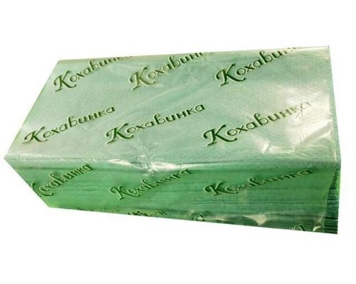 Полотенца бумажные листовые V зеленые 1 слой 25*23см 170л Кохавинка Полотенца бумажные листовые V зеленые 1 слой 25*23см 170л Кохавинка