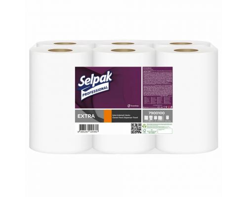 Полотенца бумажные с центр вытяжкой 1 слой 250м*714л 6рул Selpak Pro Extra Полотенца бумажные с центр вытяжкой 1 слой 250м*714л 6рул Selpak Pro Extra