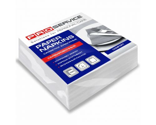 Салфетки бумажные белые 1/8 1 слой 33*33см 100шт PROservice Comfort Салфетки бумажные белые 1/8 1 слой 33*33см 100шт PROservice Comfort