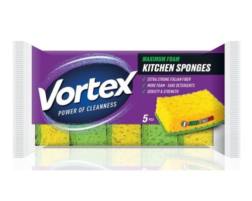 Губка кухонная 3,7*9,6*6,7см 5шт Vortex Губка кухонная 3,7*9,6*6,7см 5шт Vortex
