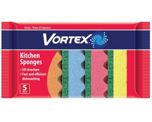 Губка кухонная 3D структура 9,7*6,5*3,6см 5шт Vortex Губка кухонная 3D структура 9,7*6,5*3,6см 5шт Vortex