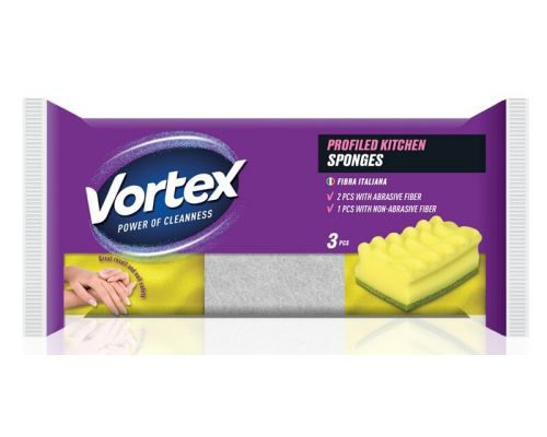 Губка кухонная профилированная 4,5*9,6*7см 3шт Vortex Губка кухонная профилированная 4,5*9,6*7см 3шт Vortex