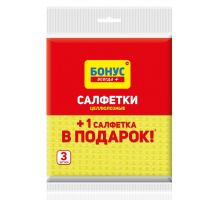 Салфетка целлюлозная универсальная 15,5*15,5см 2+1шт Бонус