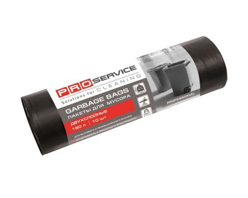 Пакеты для мусора черные 2-х слойные 160л 10шт 110*105см PROservice Professional Пакеты для мусора черные 2-х слойные 160л 10шт 110*105см PROservice Professional