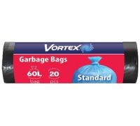 Пакеты для мусора черные 60л 20шт 60*80см Vortex