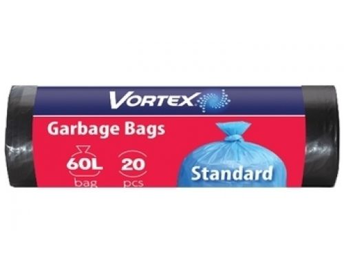 Пакеты для мусора черные 60л 20шт 60*80см Vortex Пакеты для мусора черные 60л 20шт 60*80см Vortex