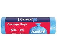 Пакеты для мусора синие 60л 20шт 60*80см Vortex