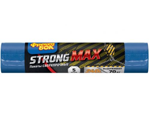 Пакети для сміття сині LD MAX суперміцна 240л 5шт 120*125см ФБ Пакети для сміття сині LD MAX суперміцна 240л 5шт 120*125см ФБ