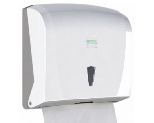 Диспенсер листовых полотенец Z, V пластик белый Vialli K.40