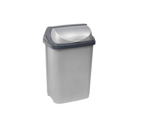 Відро для сміття з кришкою ROLLTOP пластик срібло 10л KEE 0453.1 Відро для сміття з кришкою ROLLTOP пластик срібло 10л KEE 0453.1