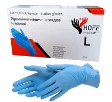 Перчатки нитриловые нестерильные синие Hoff Medical L 100 шт