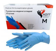 Перчатки нитриловые нестерильные синие Hoff Medical M 100 шт