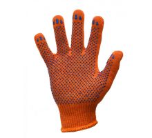 Перчатки трикотажные с ПВХ точкой STANDART оранжевые класс 10